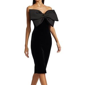 NWT Badgley Mischka Strapless Velvet Bow Dress